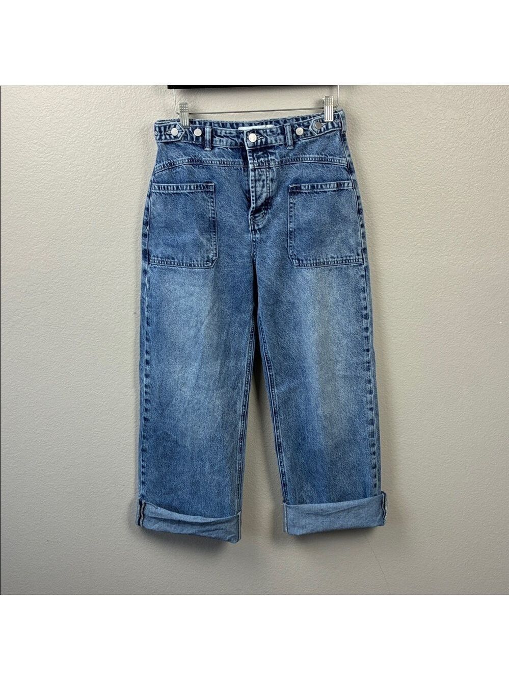 Altar'd State Wide Leg Cuffed Baggy Barrel Jeans 27